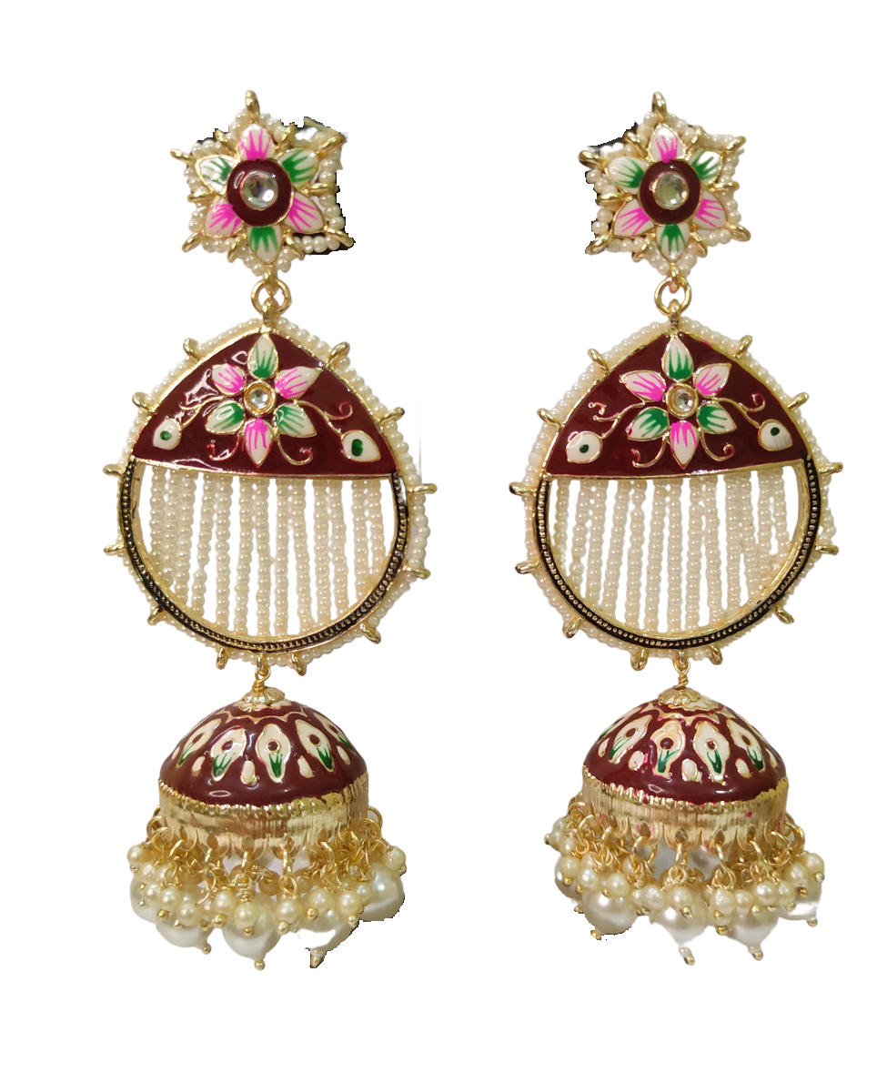 Yuthika maroon meenakari jhumka