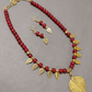 Ira maroon beaded oxidised necklace set