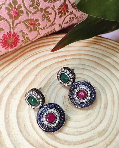 Ahaana multi-color silver choker