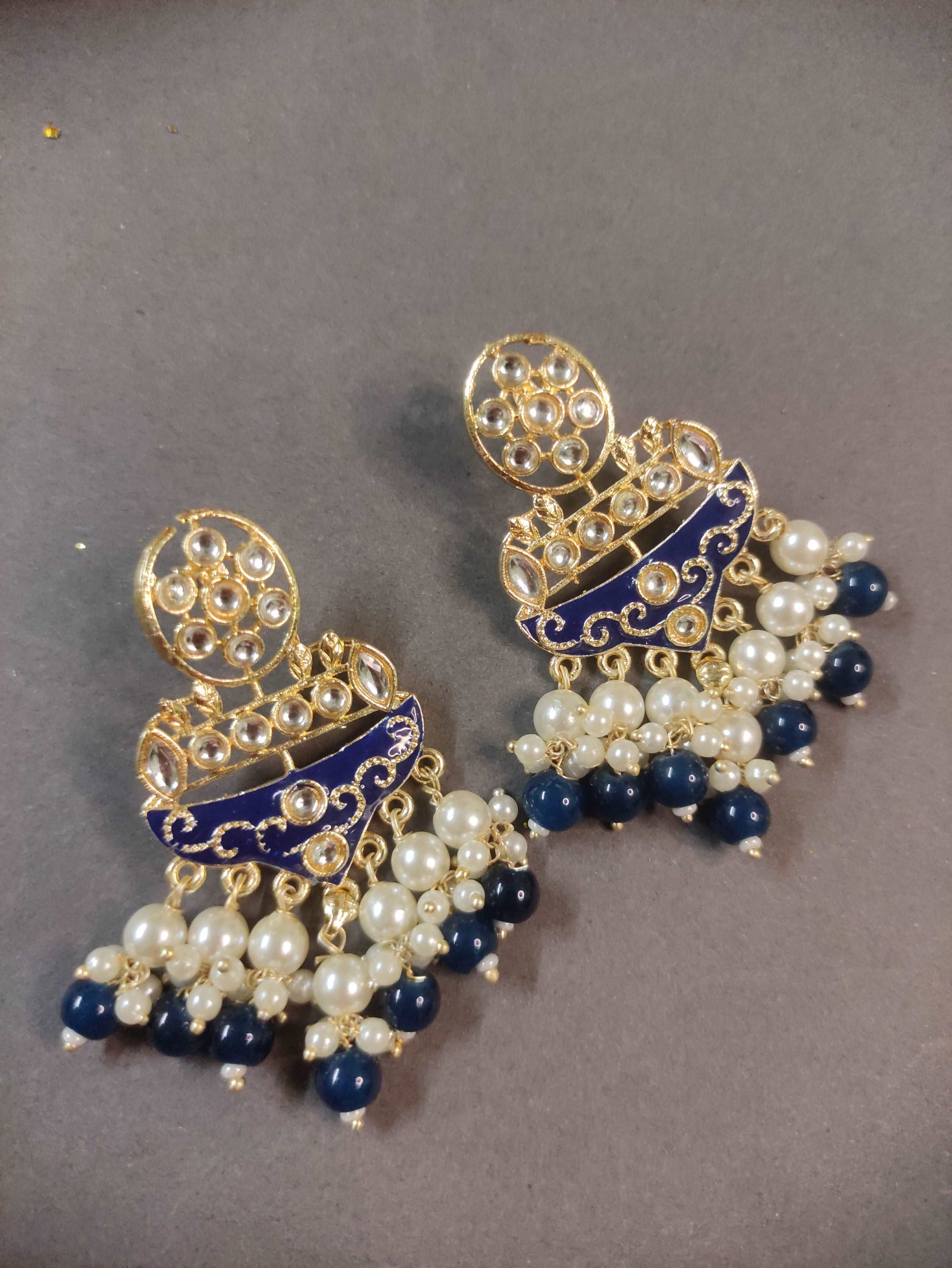 Aarushi meenakari blue earrings