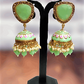 Adah pista green stone jhumka