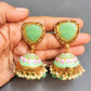 Adah pista green stone jhumka