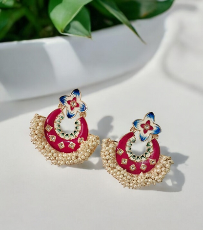 Ahila phulwari pink chandbali