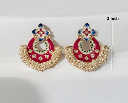 Ahila phulwari pink chandbali