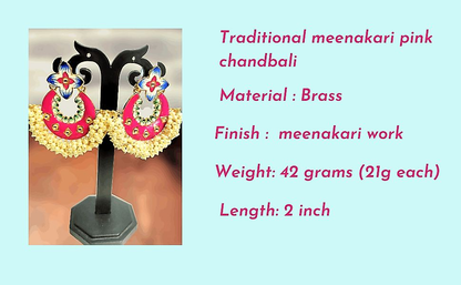 Ahila phulwari pink chandbali