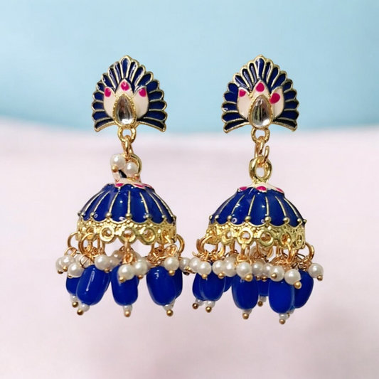 Alekhya Dark Blue Meenakari Jhumka