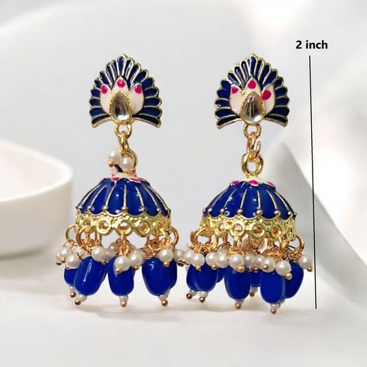 Alekhya Dark Blue Meenakari Jhumka