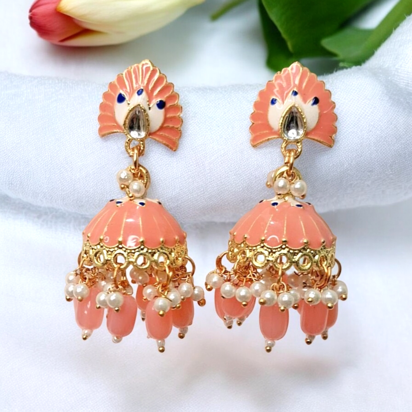 Alekhya Pink Meenakari Jhumka