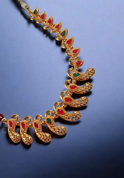 Aloka peacock choker necklace set