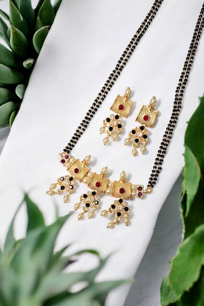 Amaya grace gold plate short mangalsutra set