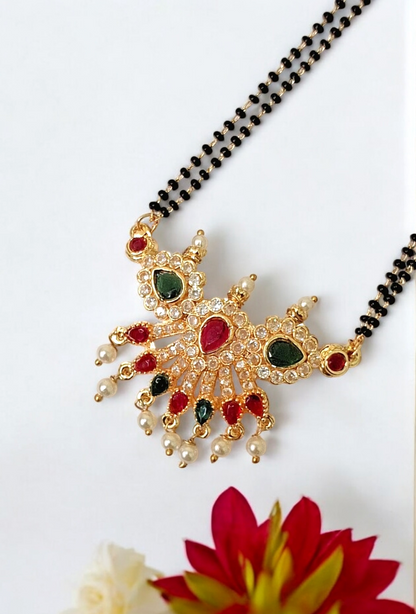 Ananda Azure gold plated long mangalsutra set