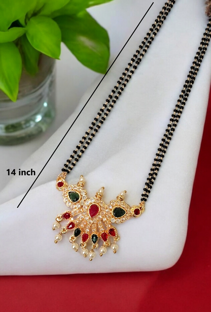 Ananda Azure gold plated long mangalsutra set