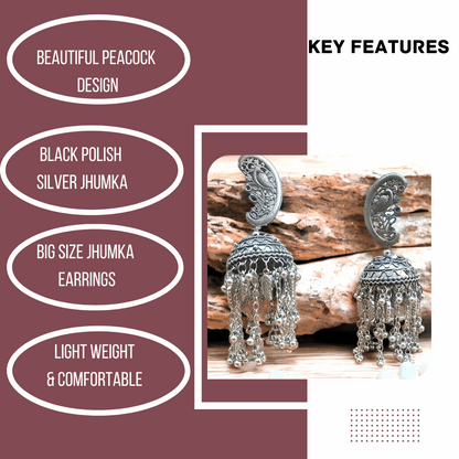 Aaradhya Black Polish Oxidised Jhumka