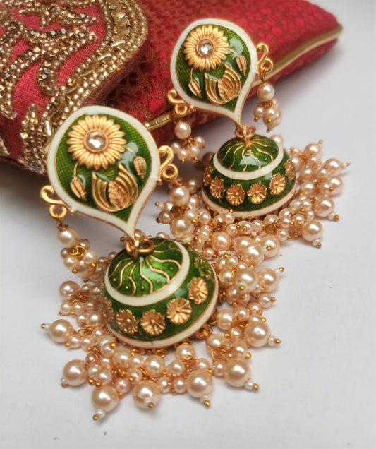 Bani Olive Green traditional jhumka