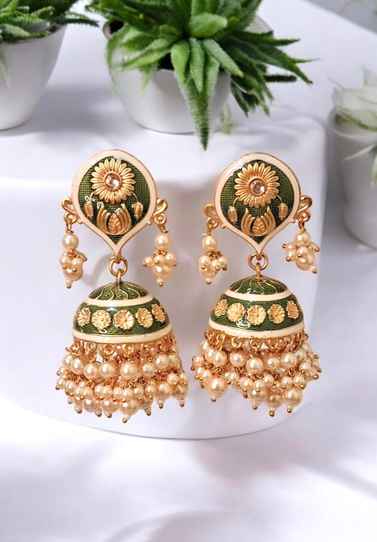 Bani Olive Green traditional jhumka