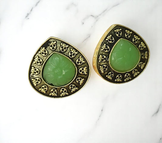 Carved Stone Stud Earrings