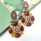 Chandrika pushpa maroon and yellow oxidised studs