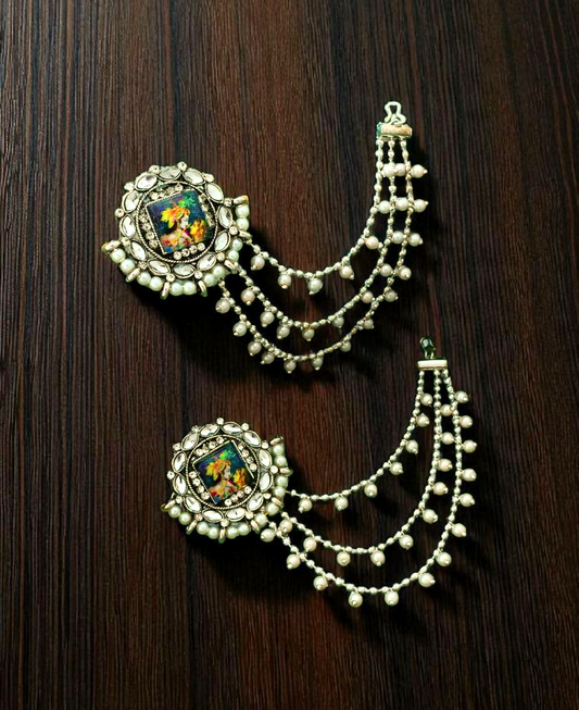 Charita oxidised stud earrings with chain