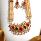 Devangi pink and green stone long tanmani set