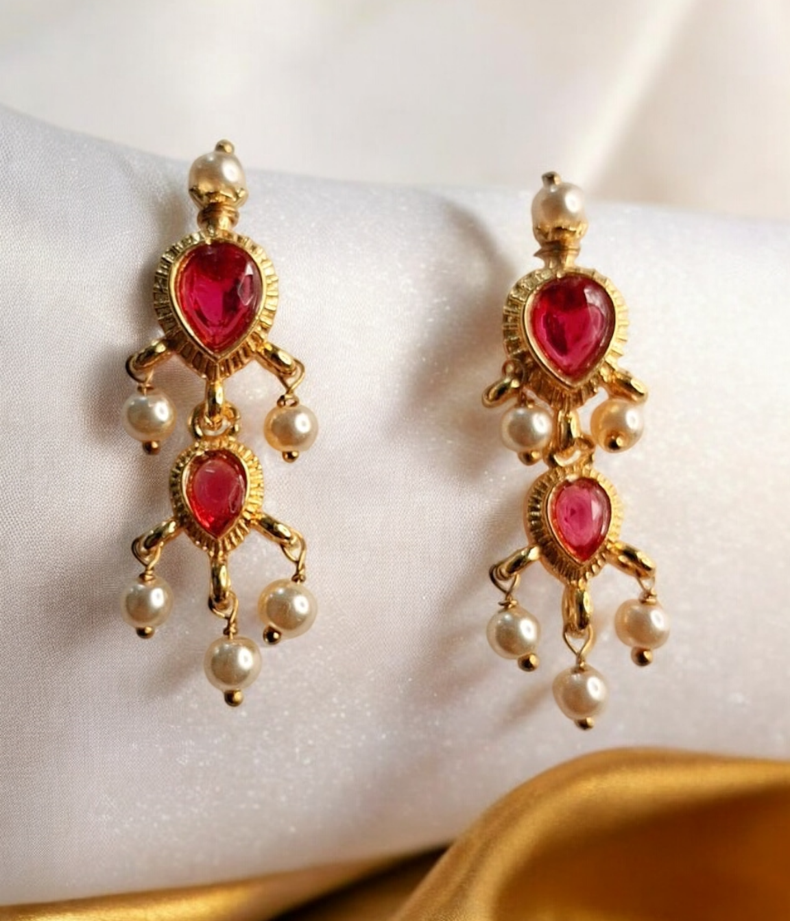 Devangi pink stone long tanmani set