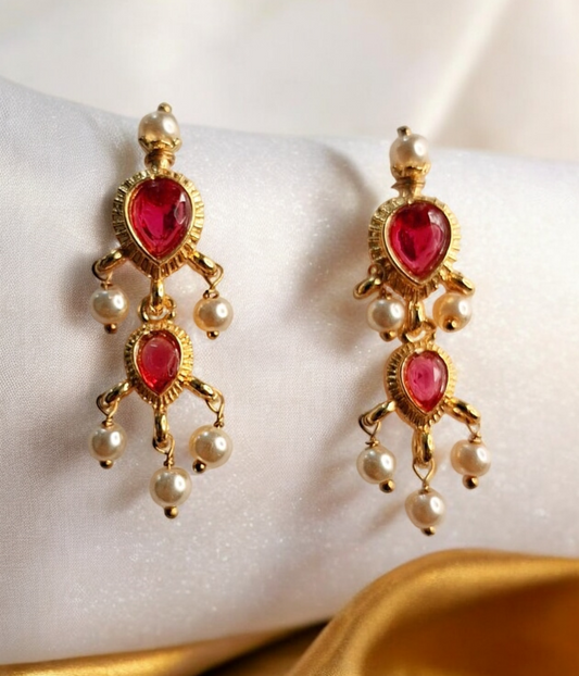 Devangi pink stone long tanmani set