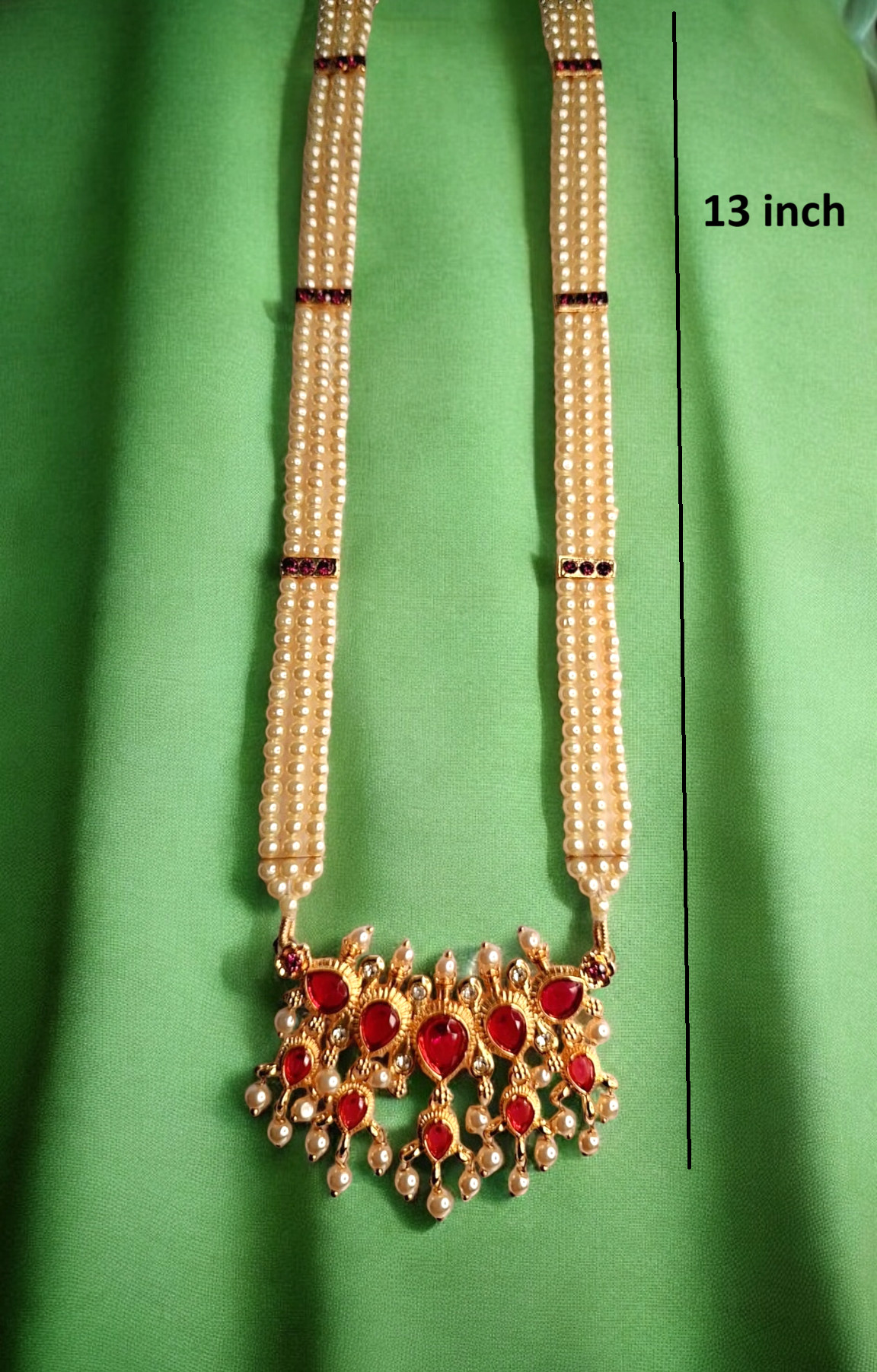 Devangi pink stone long tanmani set