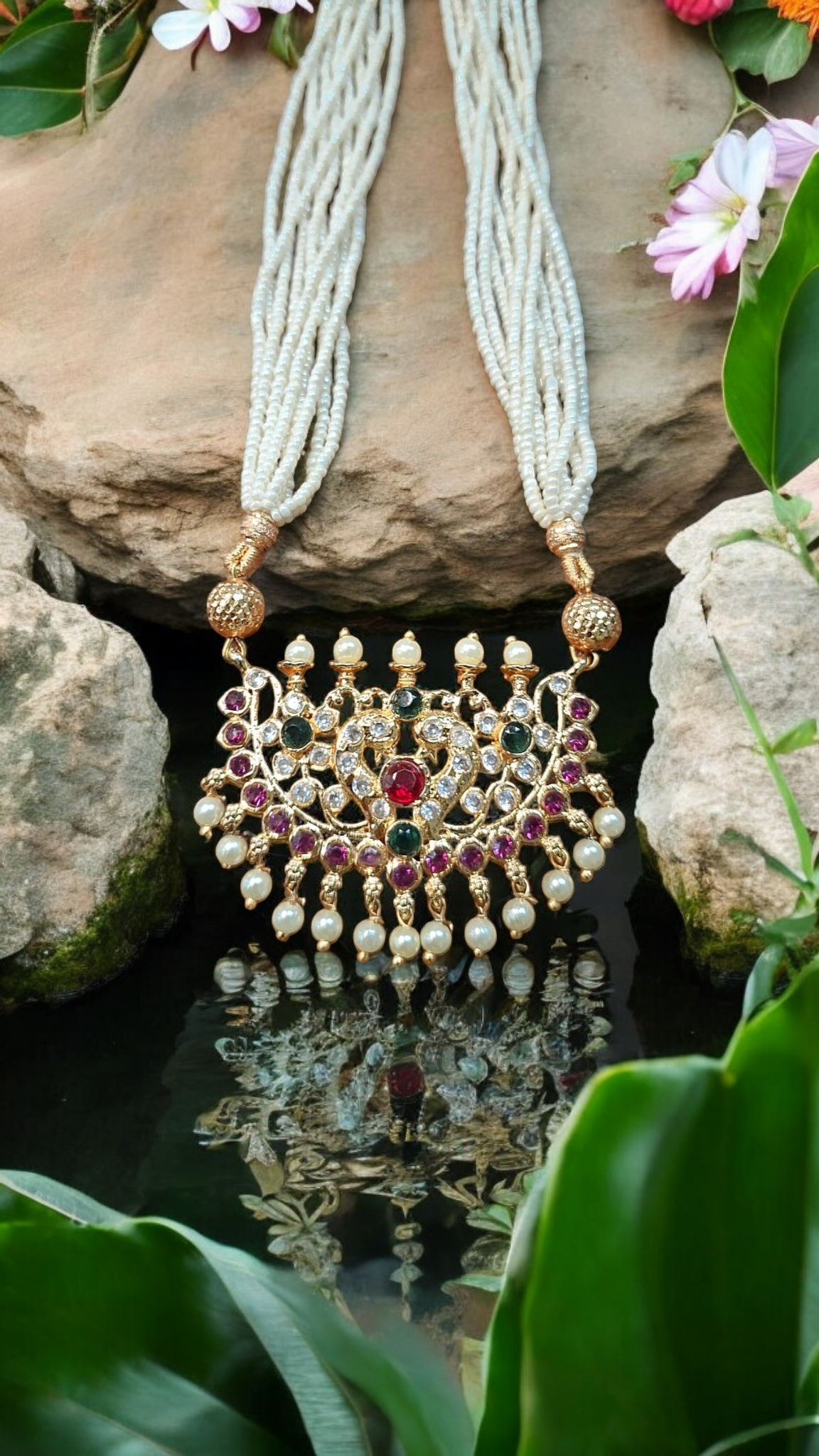 Devika gold plated tanmani necklace set - matahrashtrian jewelry, luxury at affordable price