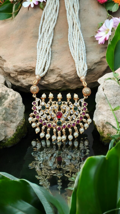 Devika gold plated tanmani necklace set - matahrashtrian jewelry, luxury at affordable price