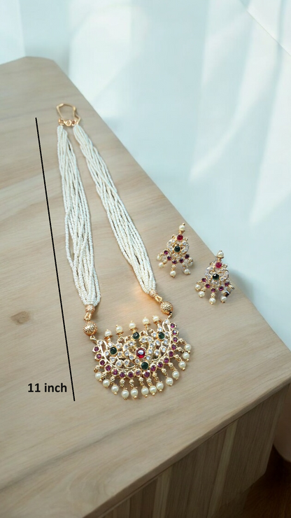 Devika gold plated tanmani necklace set - matahrashtrian jewelry, luxury at affordable price