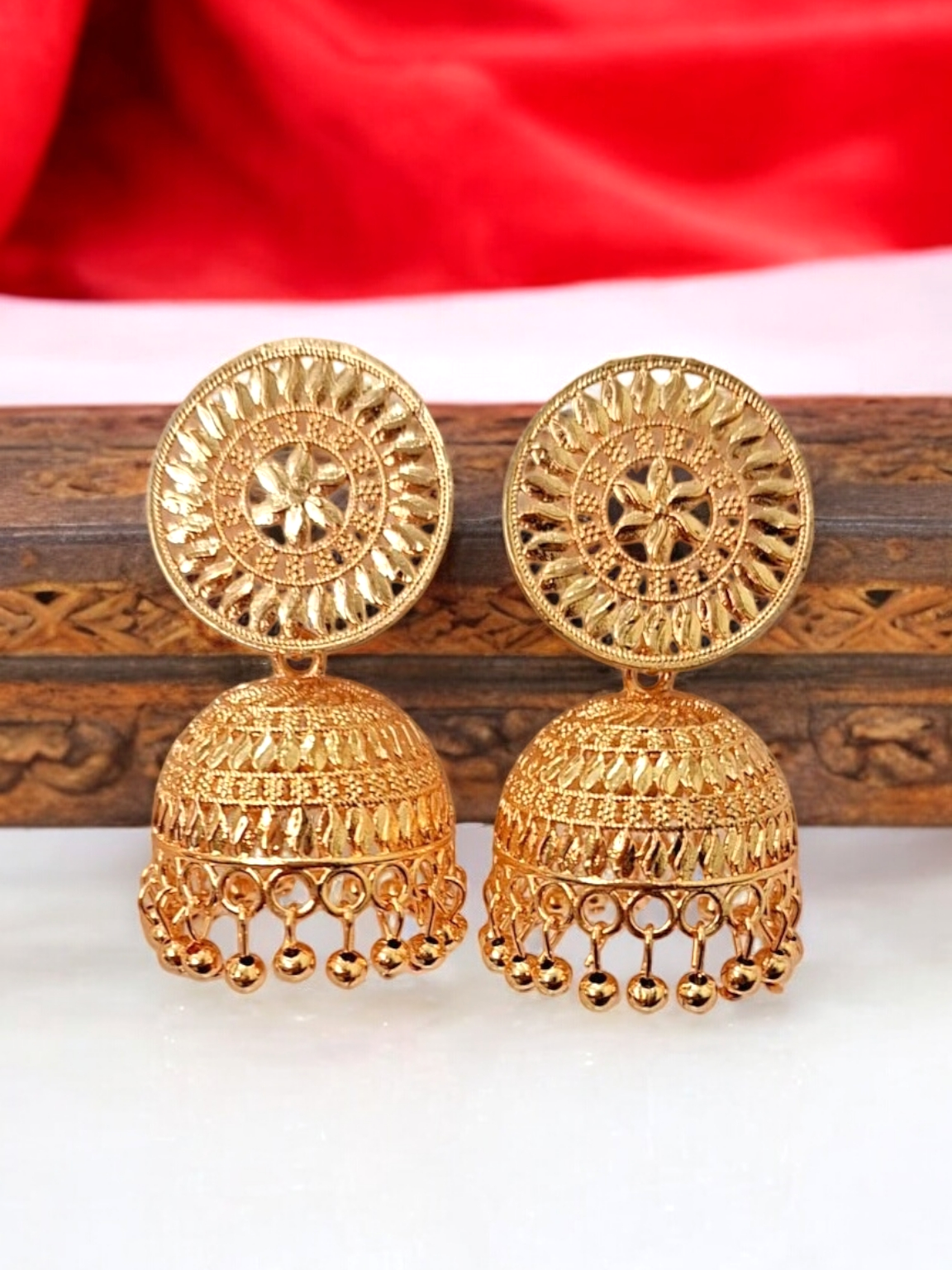 Dharani gold plated traditional jhumka