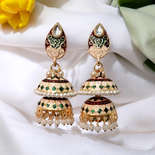 Dhruvi Off-white double jhumka