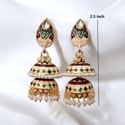 Dhruvi Off-white double jhumka