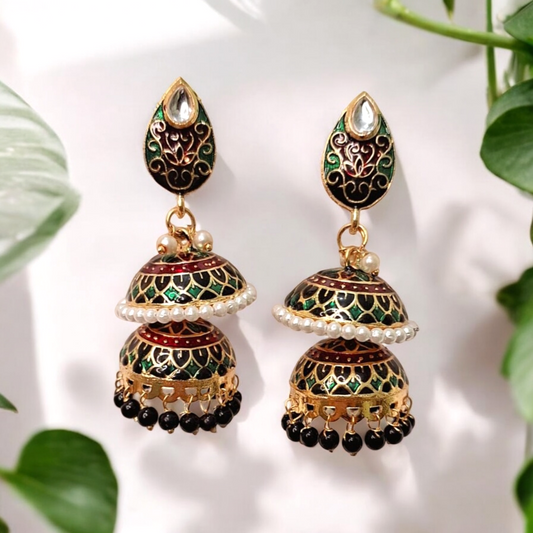 Dhruvi brown double jhumka