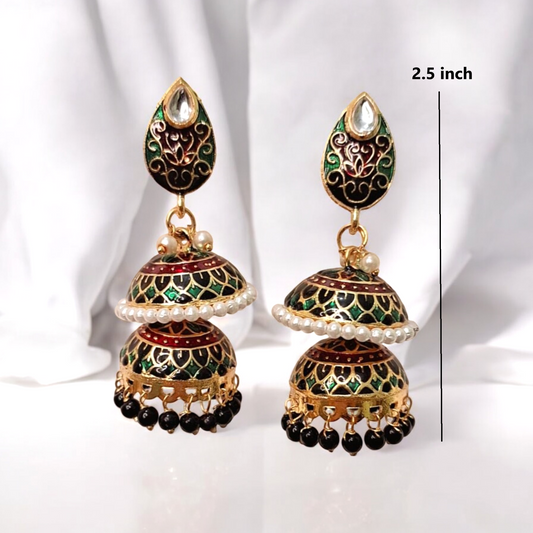 Dhruvi brown double jhumka