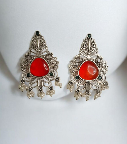 Ember Silver Oxidised Ear Studs