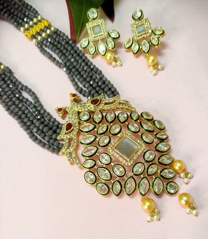 Stuti Grey royal necklace set