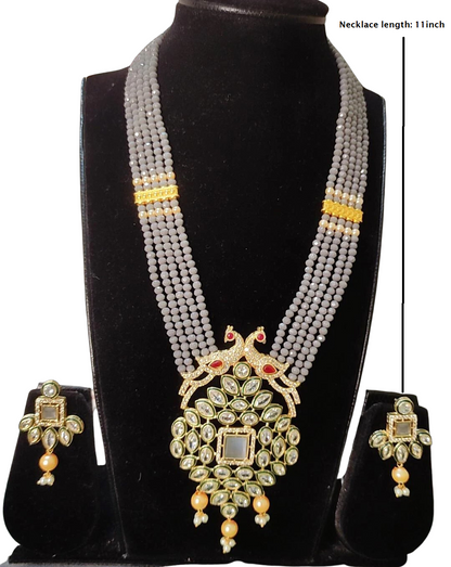 Stuti Grey royal necklace set