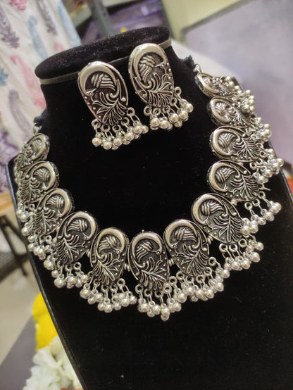 Rutvi mayur oxidised choker set - premium silver jewelry at affordable price