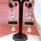 Pakhi maroon and green oxidised danglers