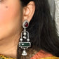 Pakhi maroon and green oxidised danglers