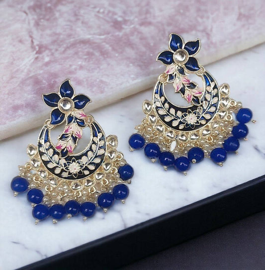 Aashvi Blue Chandbali earrings