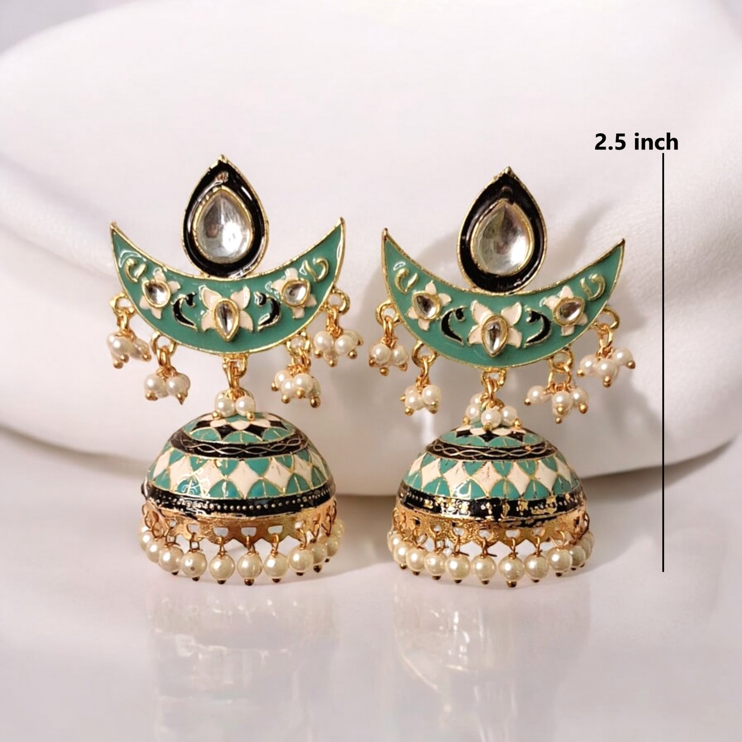 Ila Green Chandbali jhumka