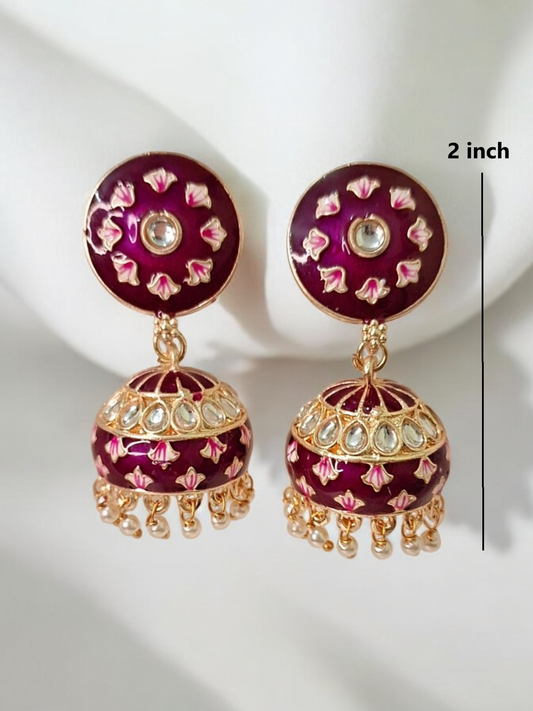 Inali purple meenakari jhumka