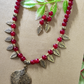 Ira maroon beaded oxidised necklace set