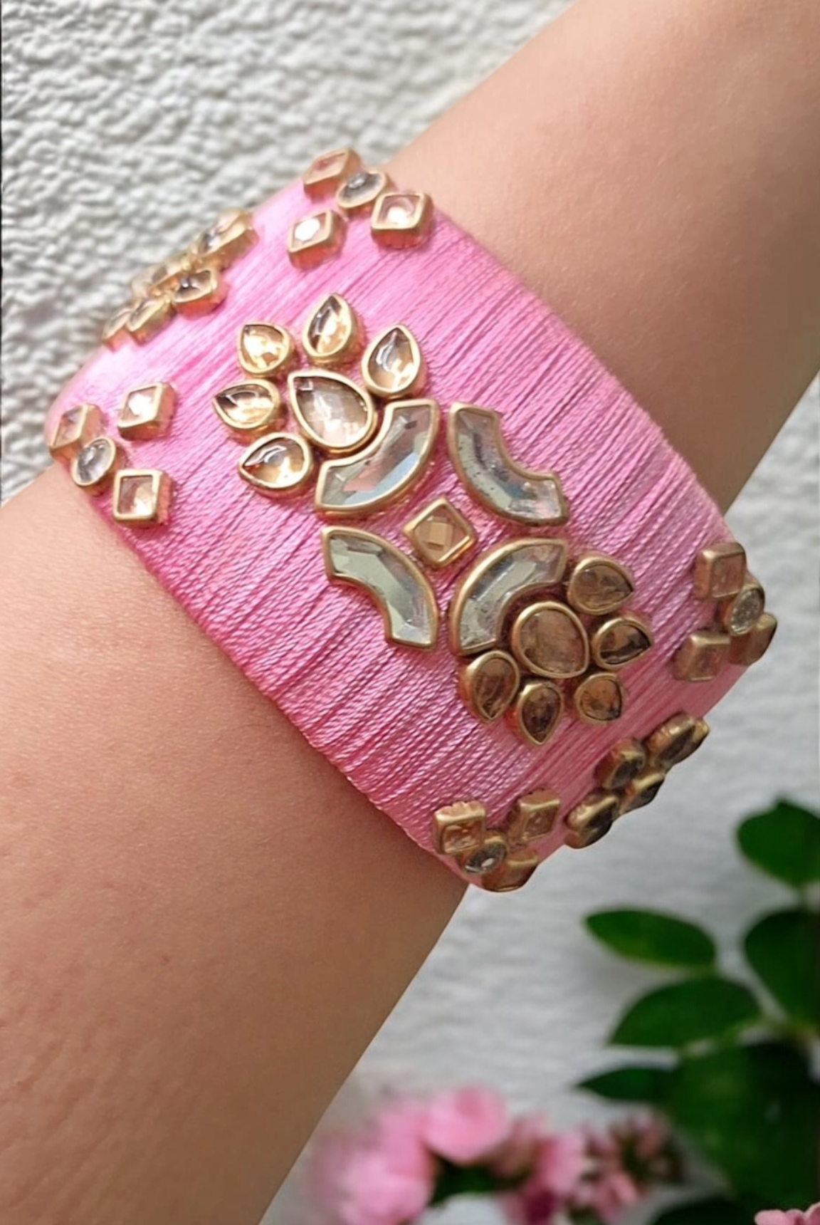 Ivy Light Pink silk thread kada