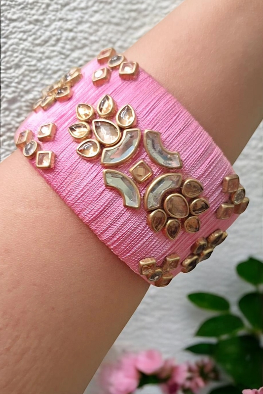 Ivy Light Pink silk thread kada