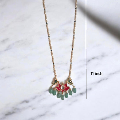 Kairav Blush Beaded Lotus Necklace Set