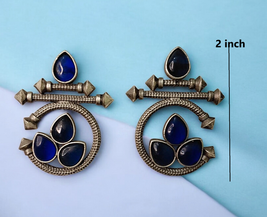 Kanak blue stone oxidised studs