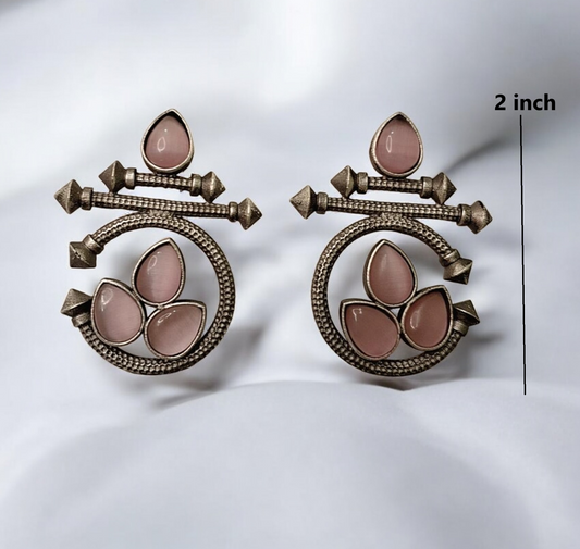 Kanak Light pink oxidised studs