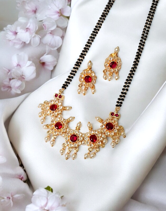 Ketak blossom gold plated long mangalsutra set